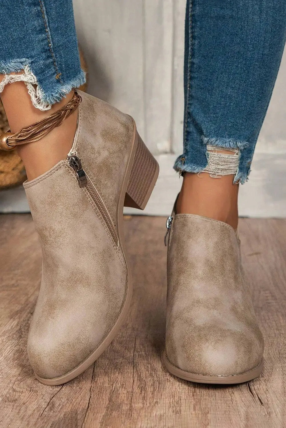 Philippine Gray Tulip Opening Suede Ankle Boots Dear-Lover Dropshipping