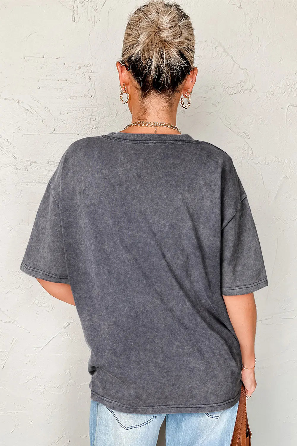 Medium Grey TEXAS Steer Head Graphic Mineral Wash Oversized T Shirt Dear-Lover Dropshipping