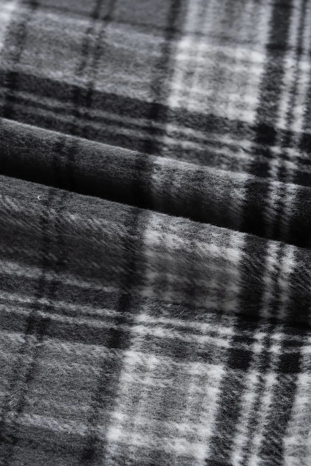 Black Plaid Print Flap Pockets Contrast Hooded Loose Shacket Dear-Lover Dropshipping