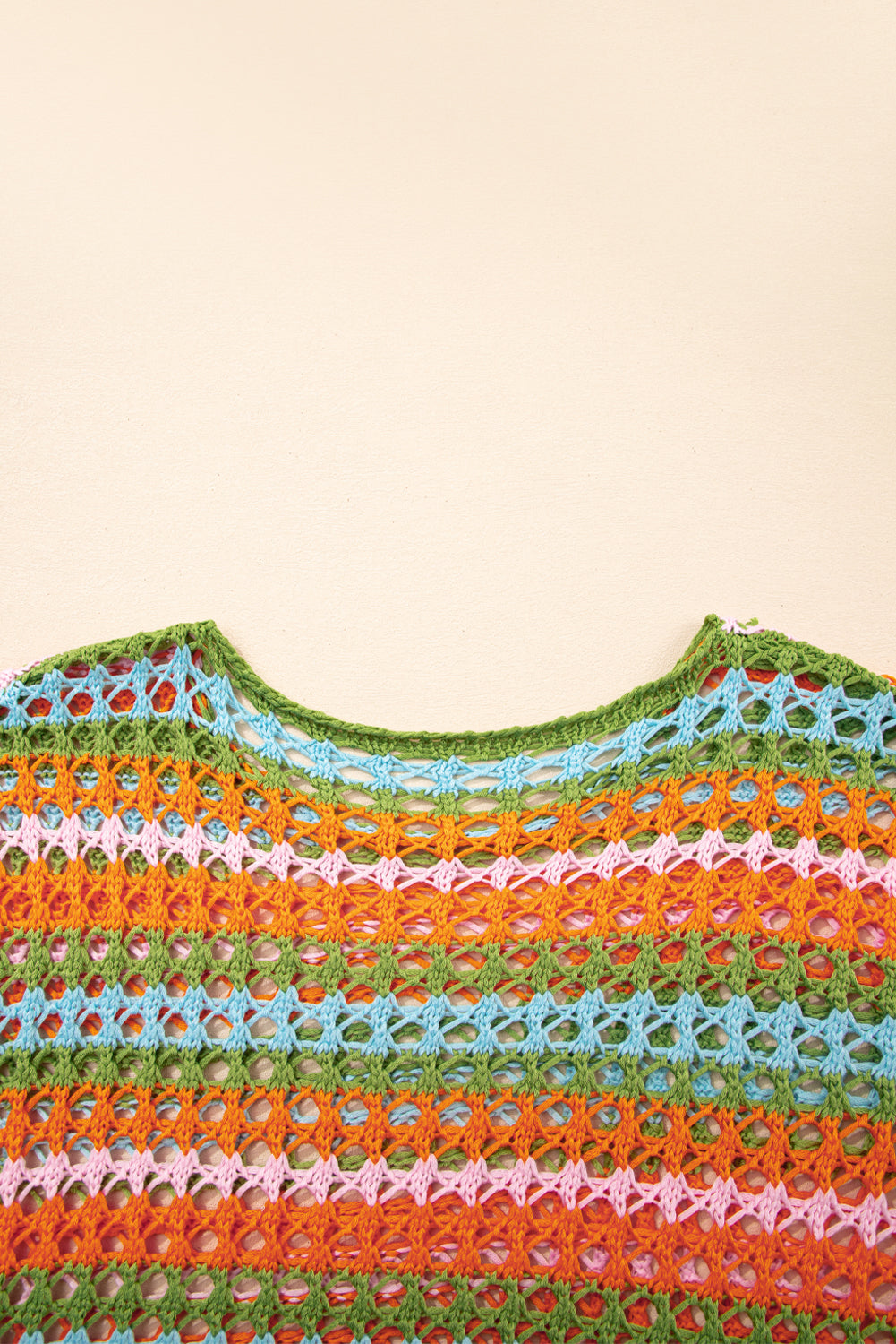 Carrot Multi Stripe Open Knit Sweater Beach Cover Up