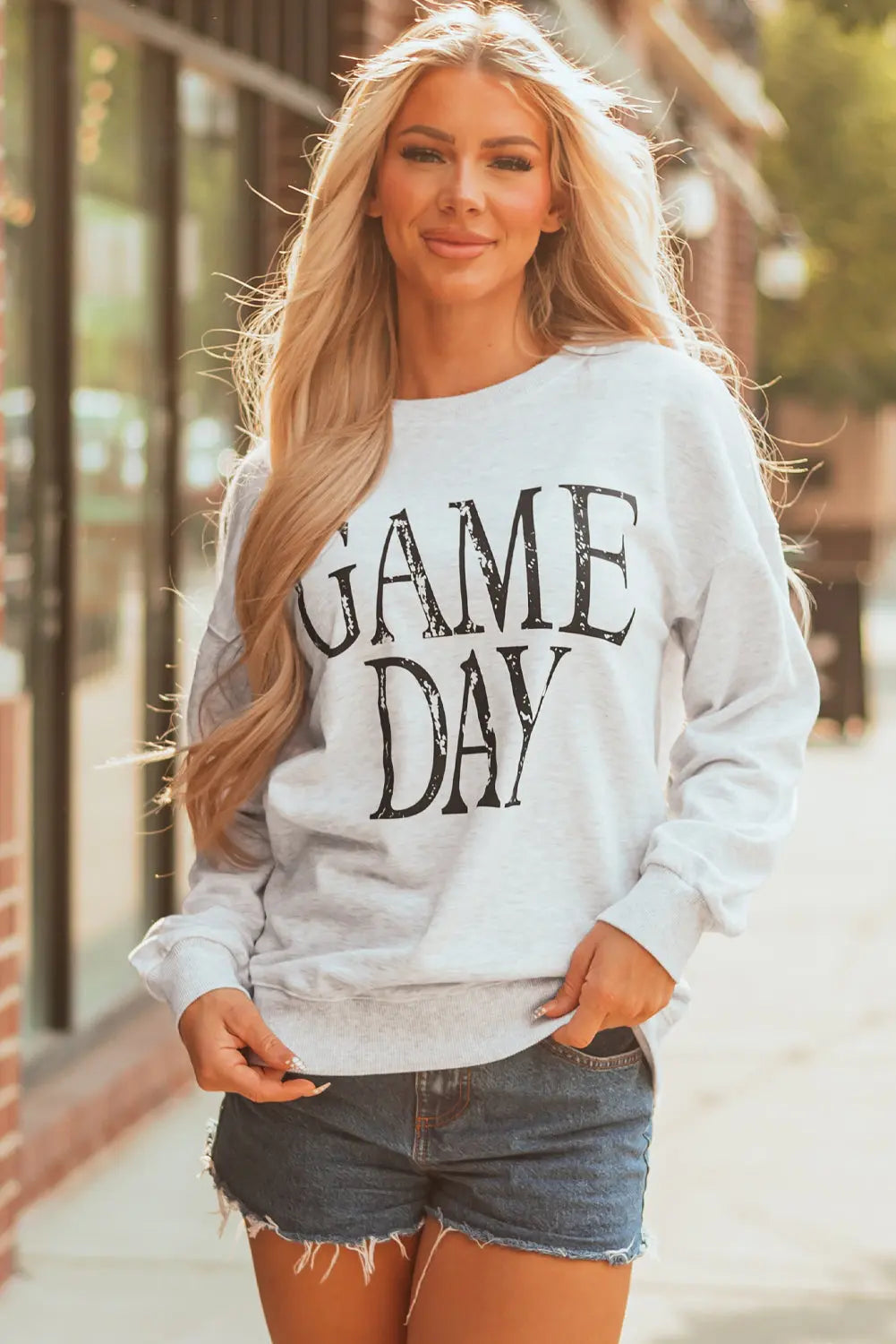 Black Vintage Washed GAME DAY Graphic Baggy Sweatshirt Dear-Lover Dropshipping