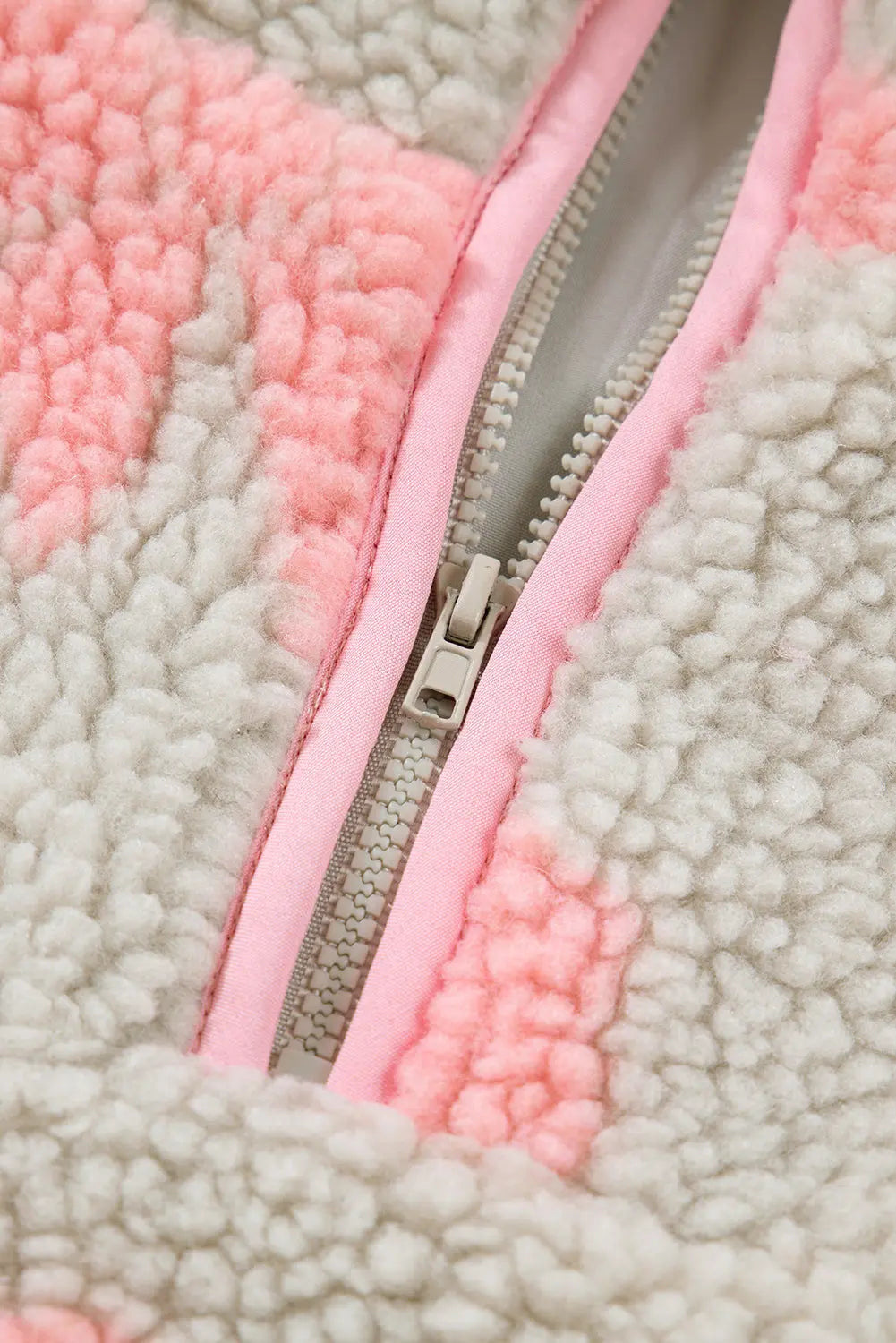 Gray Bow Sherpa Quarter Zip Drop Shoulder Baggy Sweatshirt Dear-Lover Dropshipping