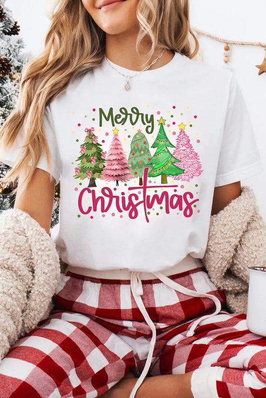 White Merry Christmas Holiday Vibe Graphic Crewneck T Shirt Dear-Lover Dropshipping