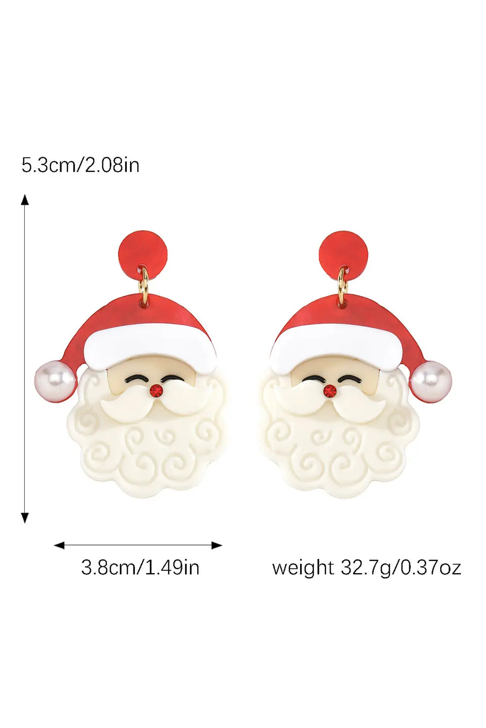 Fiery Red Bright Pearl Decor Cute Father Christmas Earrings Dear-Lover Dropshipping