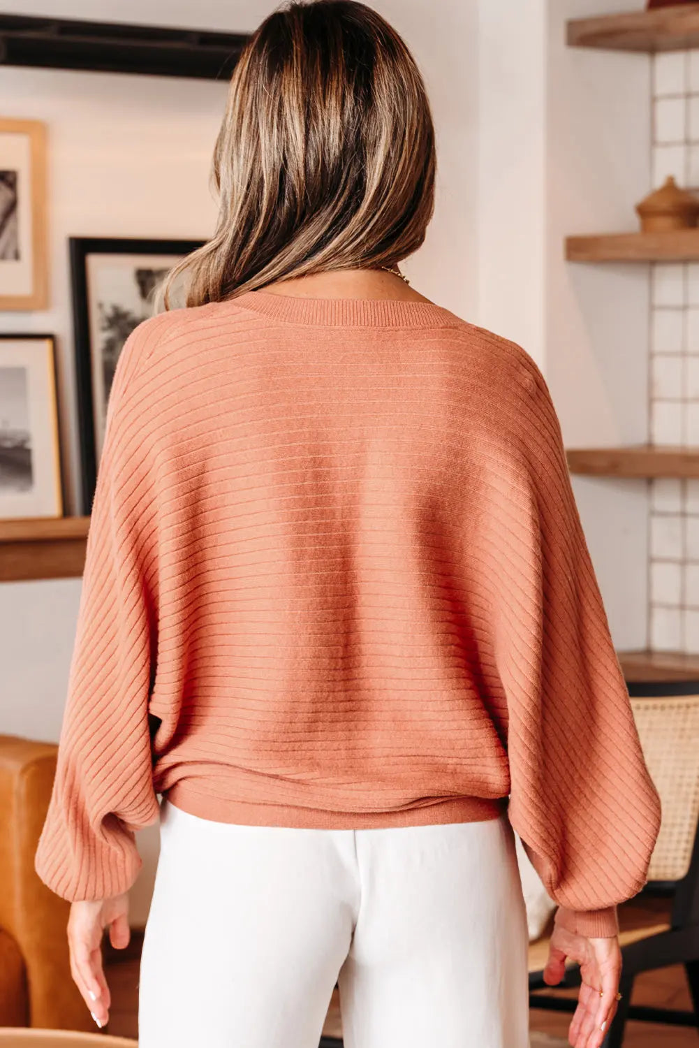 Apricot Pink Wide Rib Knit Button Front Dolman Sleeve Sweater Cardigan Dear-Lover Dropshipping