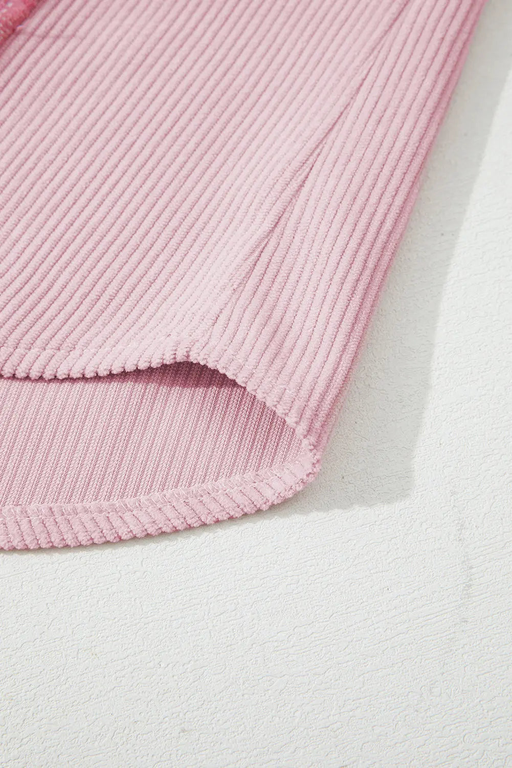 Pink Brushed Plaid Corduroy Flap Pockets Patchwork Shacket Dear-Lover Dropshipping