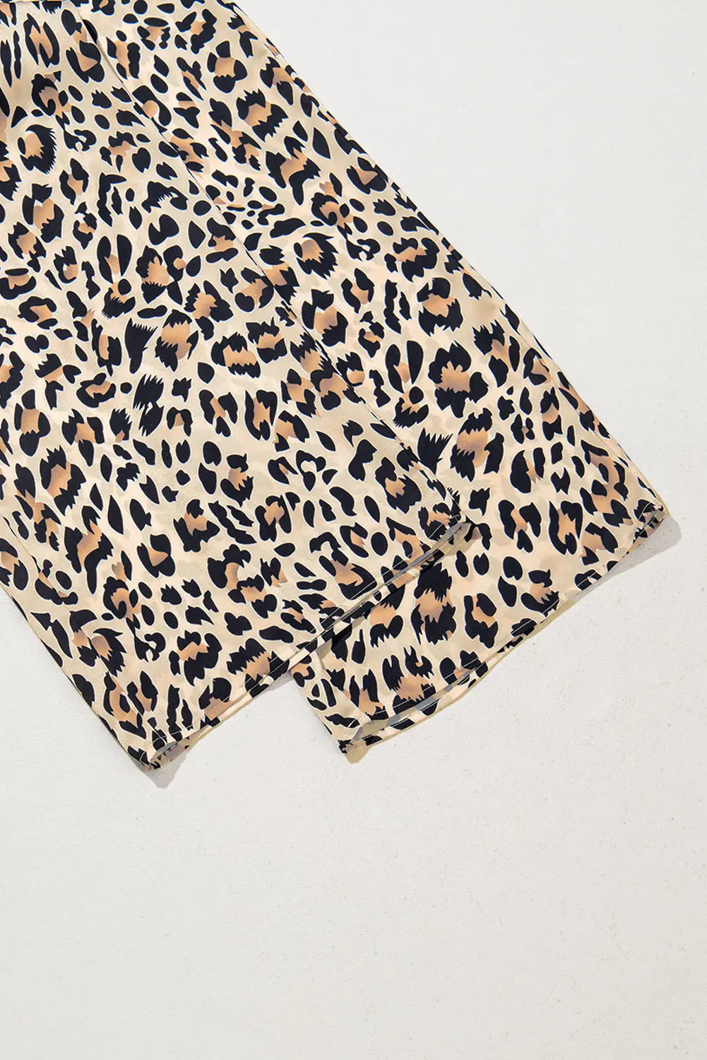 Parchment Leopard Drawstring Elastic Waistband Flowy Wide Leg Pants Dear-Lover Dropshipping