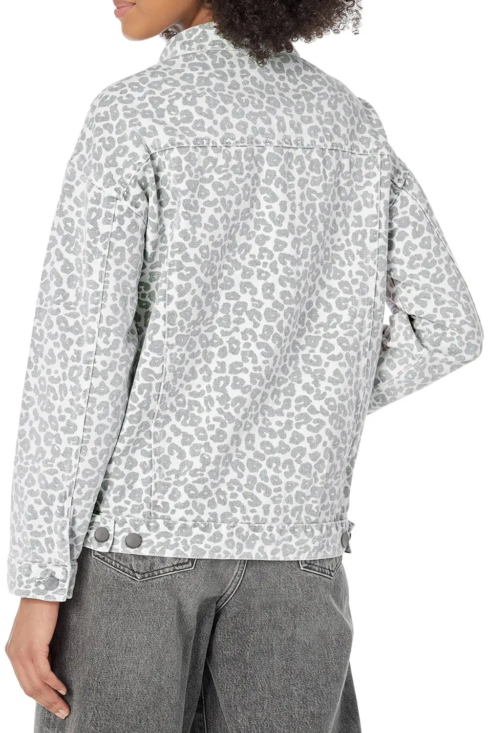 White Leopard Printed Flap Pocket Denim Jacket Dear-Lover Dropshipping