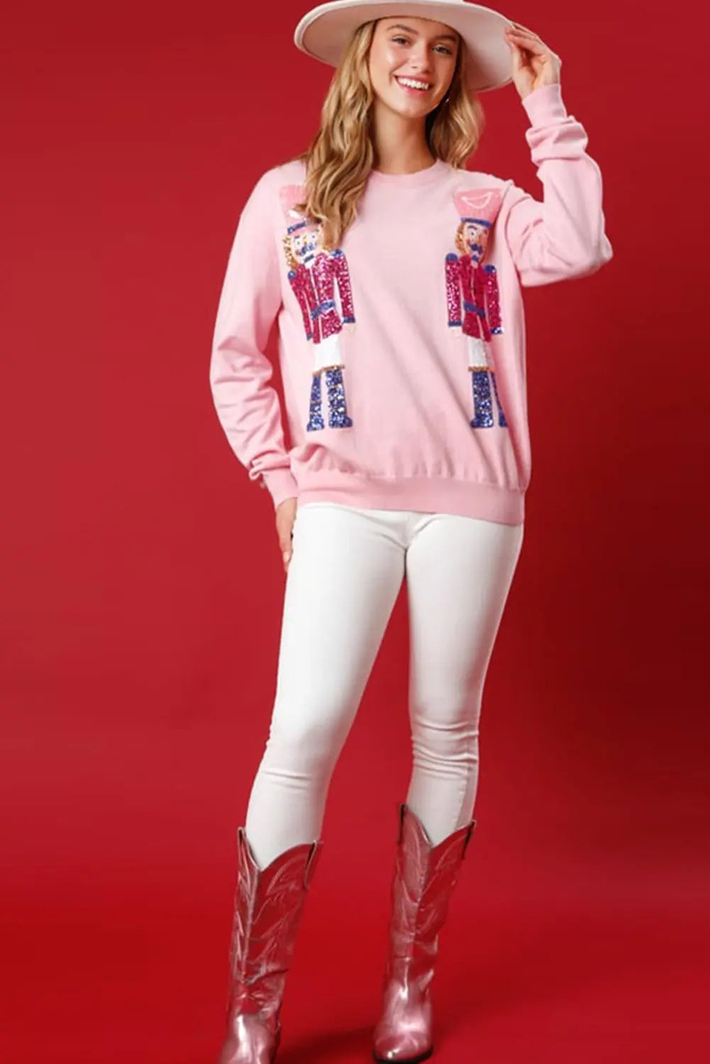 Pink Nutcracker Christmas Crew Neck Sweatshirt Dear-Lover Dropshipping
