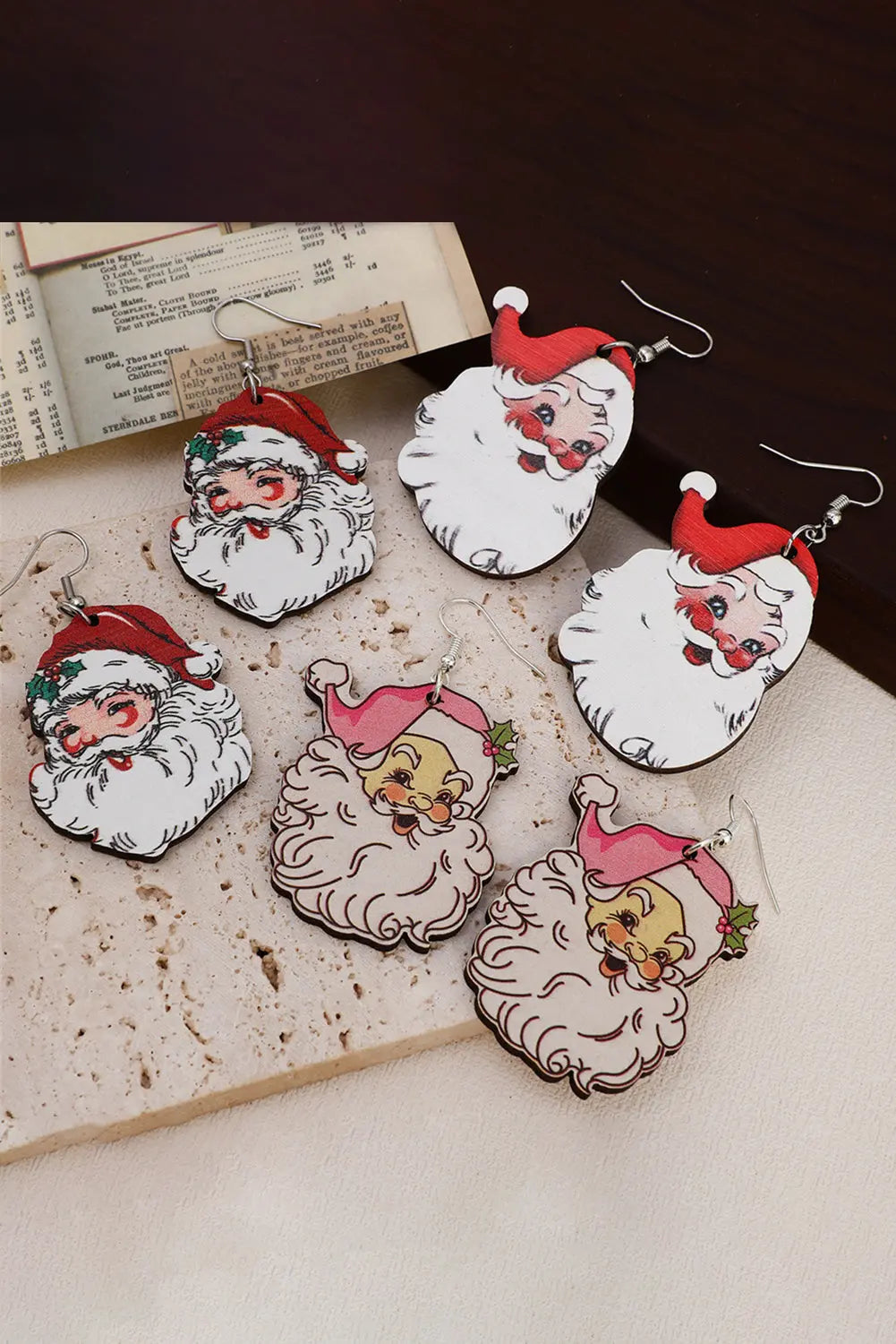 White 3 Pairs Christmas Santa Clause Pendant Hook Earrings Dear-Lover Dropshipping