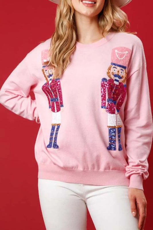 Pink Nutcracker Christmas Crew Neck Sweatshirt Dear-Lover Dropshipping