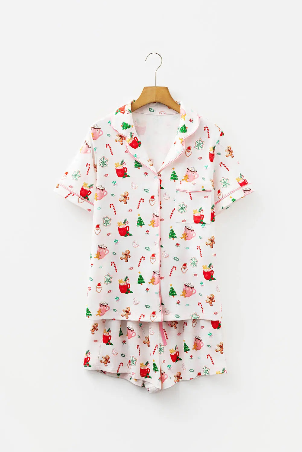 White Christmas Spirits Shirt Style 2pcs Short Pajama Set Dear-Lover Dropshipping