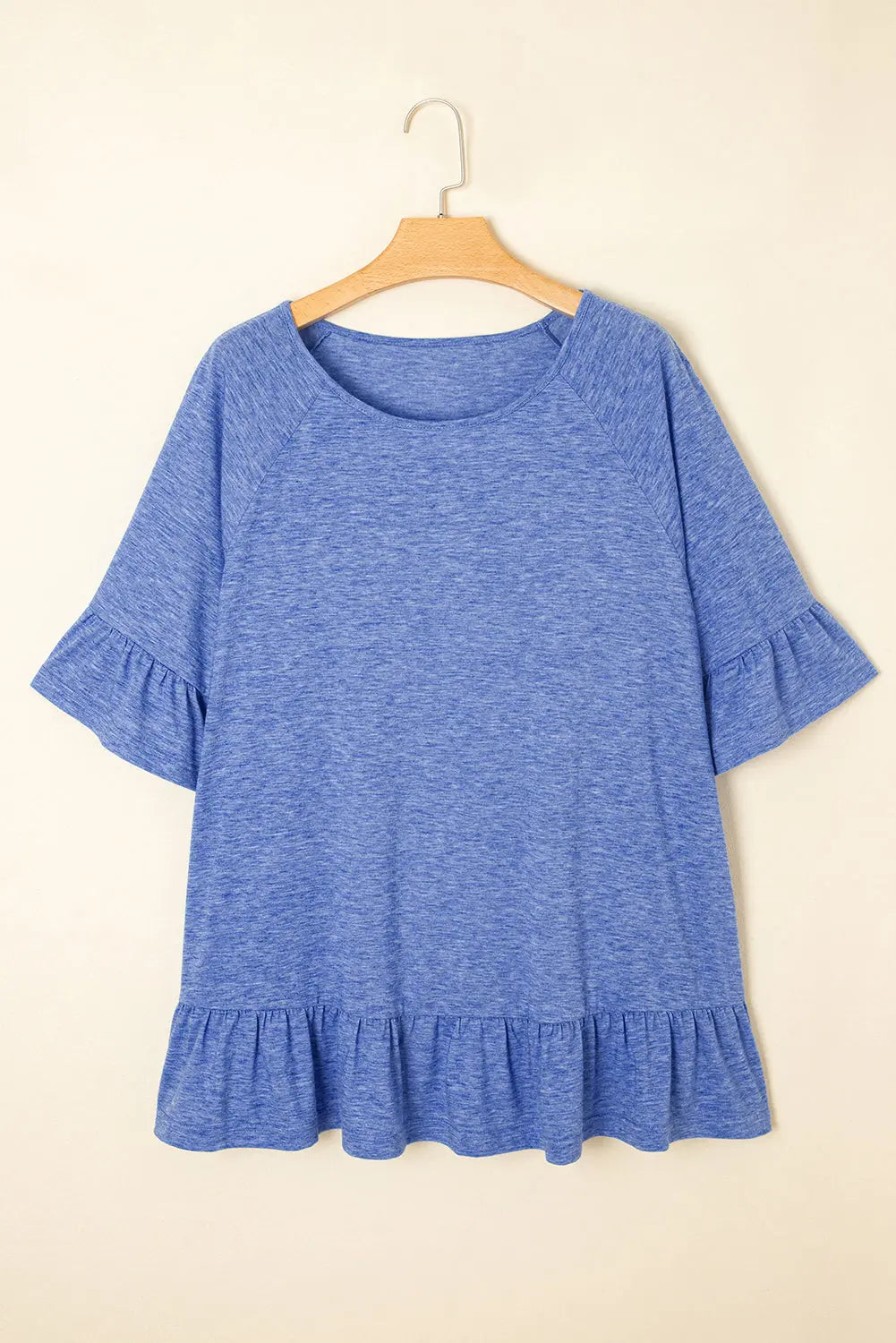 Dusk Blue Ruffled Short Sleeve Plus Size Casual Blouse Dear-Lover Dropshipping
