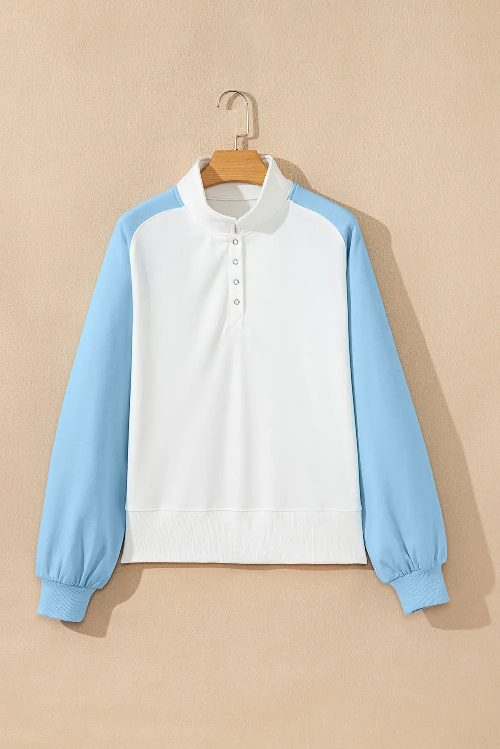 Beau Blue Colorblock Snap Buttons Pullover Sweatshirt Dear-Lover Dropshipping