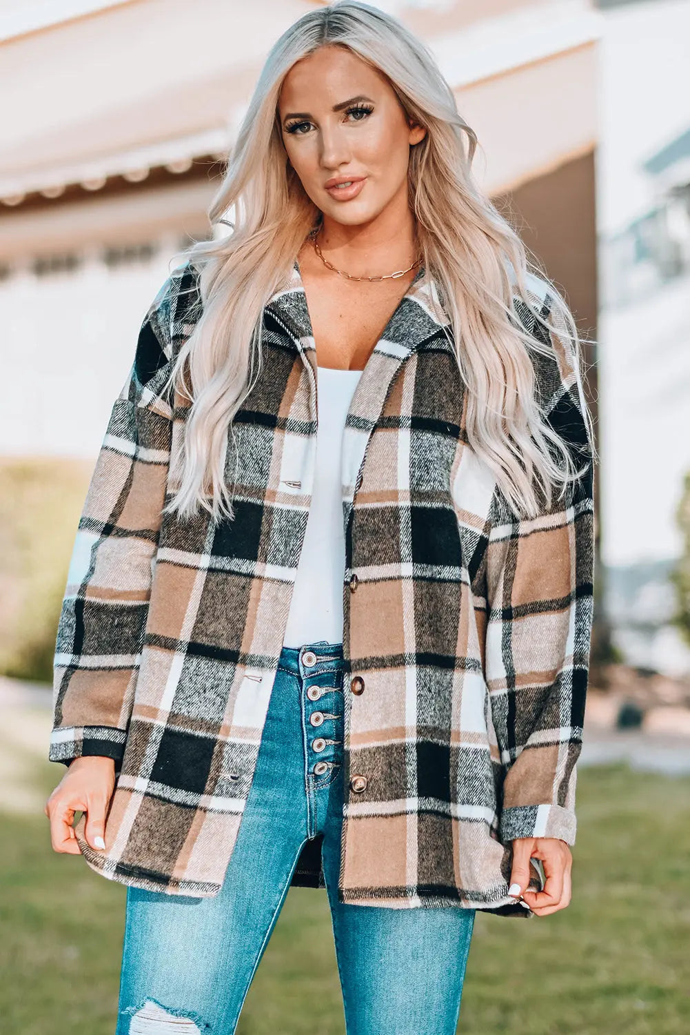 Plaid Print Buttoned Shirt Jacket Dear-Lover Dropshipping