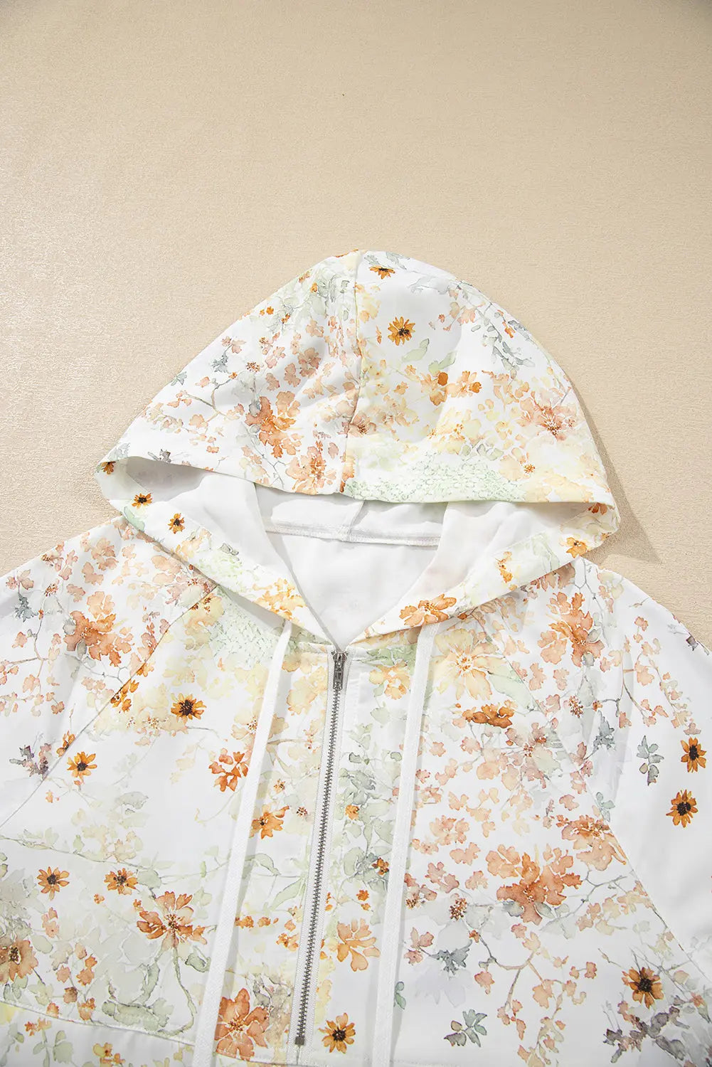 Yellow Floral Print Half Zip Hooded Long Sleeve Top Dear-Lover Dropshipping