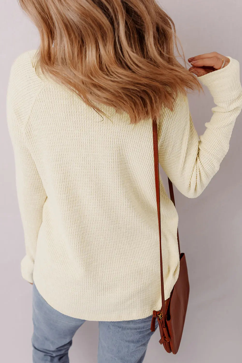 Oatmeal Textured Knit Half Buttons Henley Top Dear-Lover Dropshipping