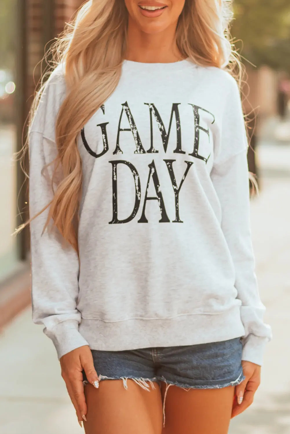 Black Vintage Washed GAME DAY Graphic Baggy Sweatshirt Dear-Lover Dropshipping