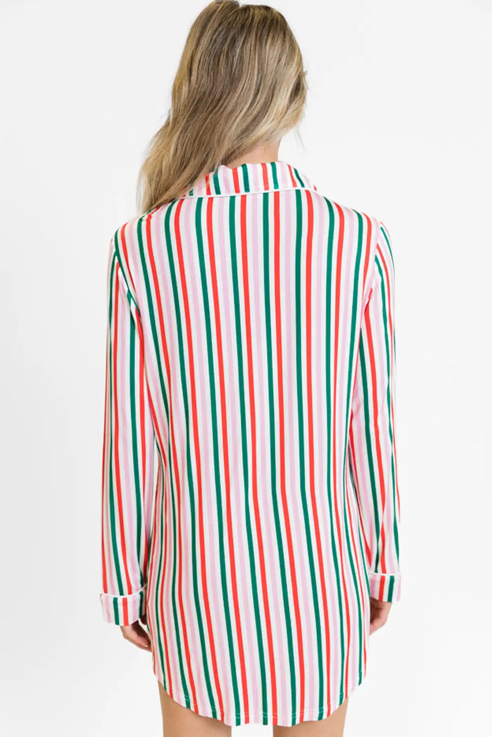 Pink Stripe Christmas Long Sleeve Shirt Style Lounge Dress Dear-Lover Dropshipping