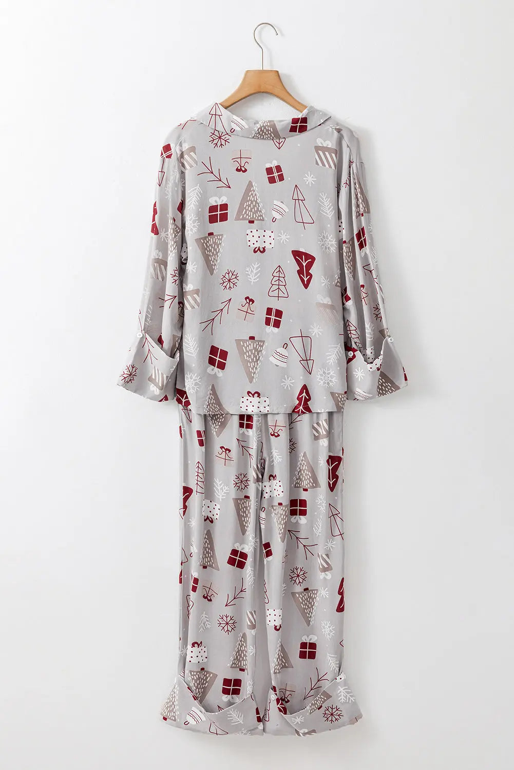 Light Grey Christmas Printed Shirt and Pants Pajama Set Dear-Lover Dropshipping