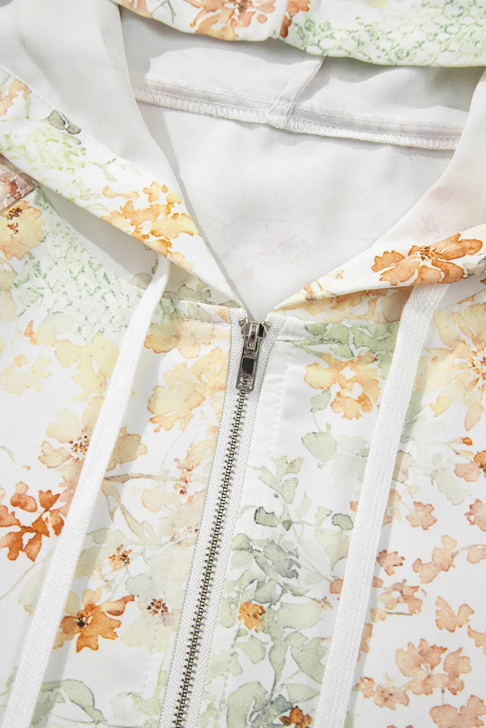 Yellow Floral Print Half Zip Hooded Long Sleeve Top Dear-Lover Dropshipping