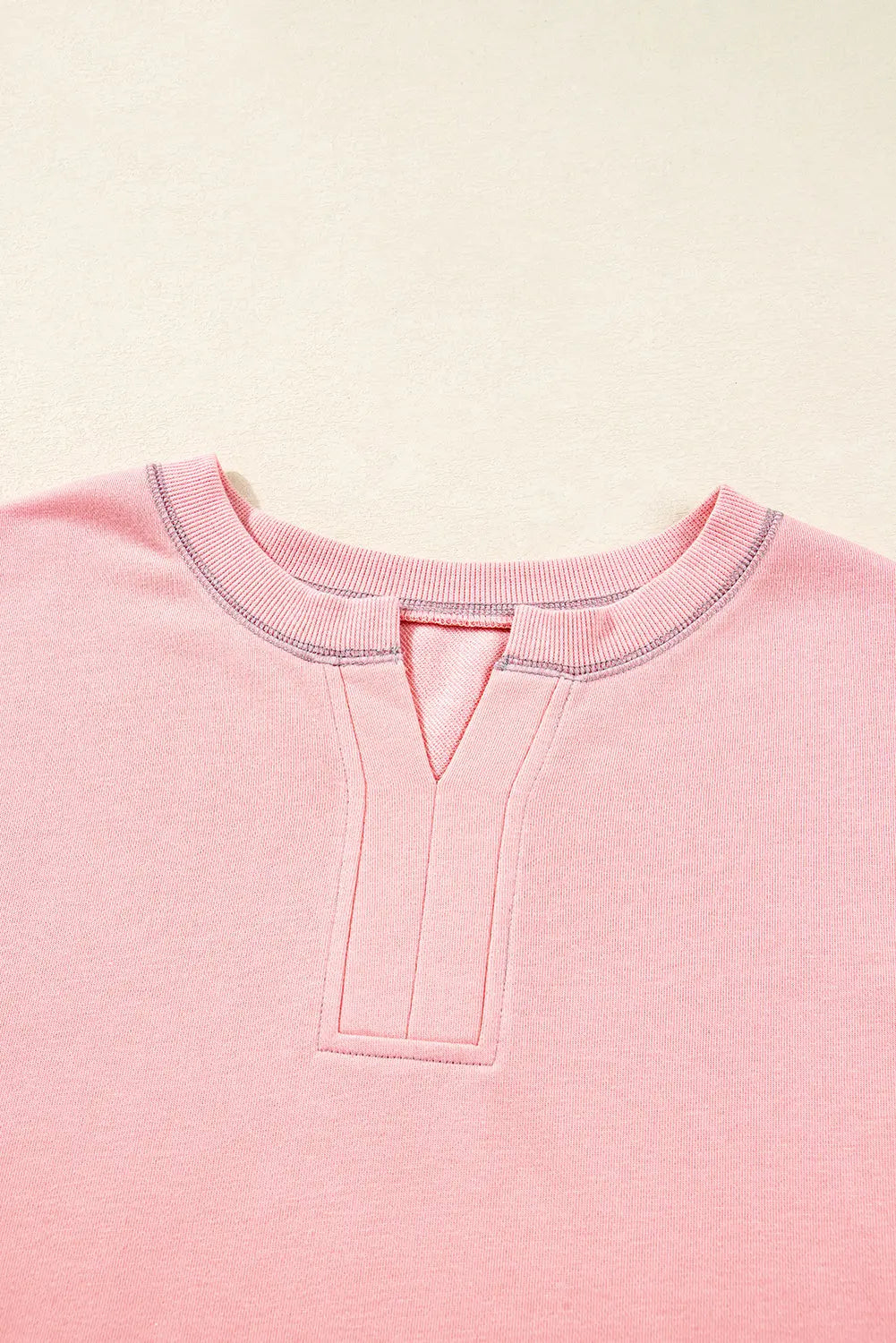 Apricot Pink Exposed Seam Color Block Patchwork Slit Cuffs Oversize Sweatshirt Dear-Lover Dropshipping