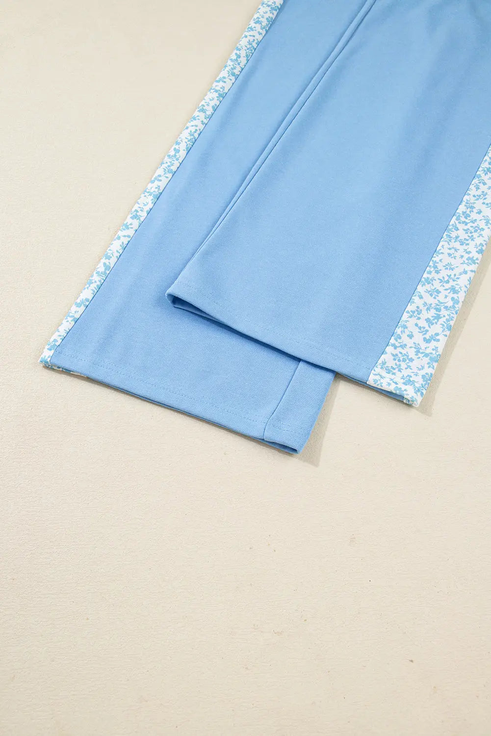 Beau Blue Floral Patchwork Drop Shoulder Pullover and Sweatpants Lounge Set