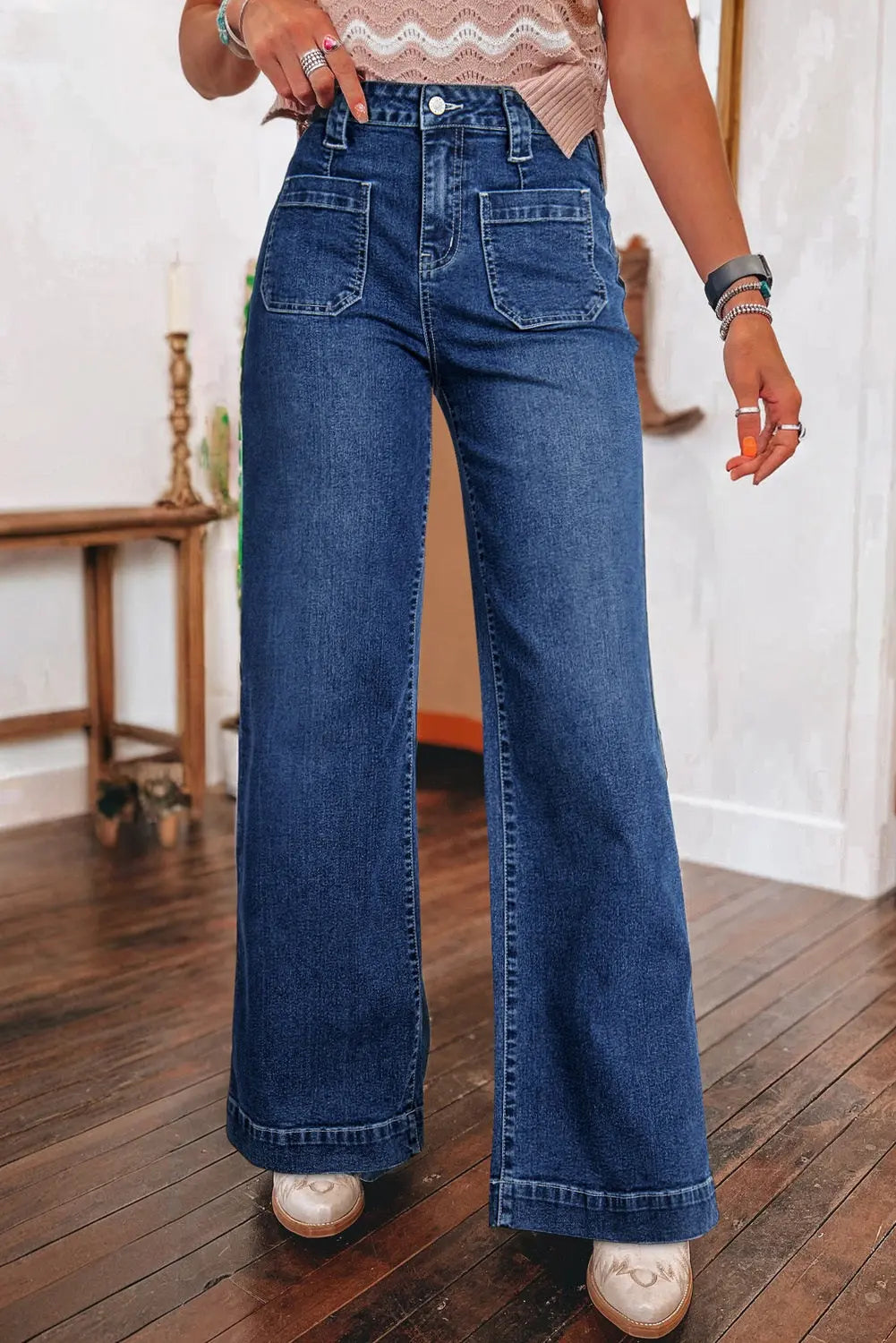 Sail Blue Wide Leg Pocketed High Waist Jeans Dear-Lover Dropshipping
