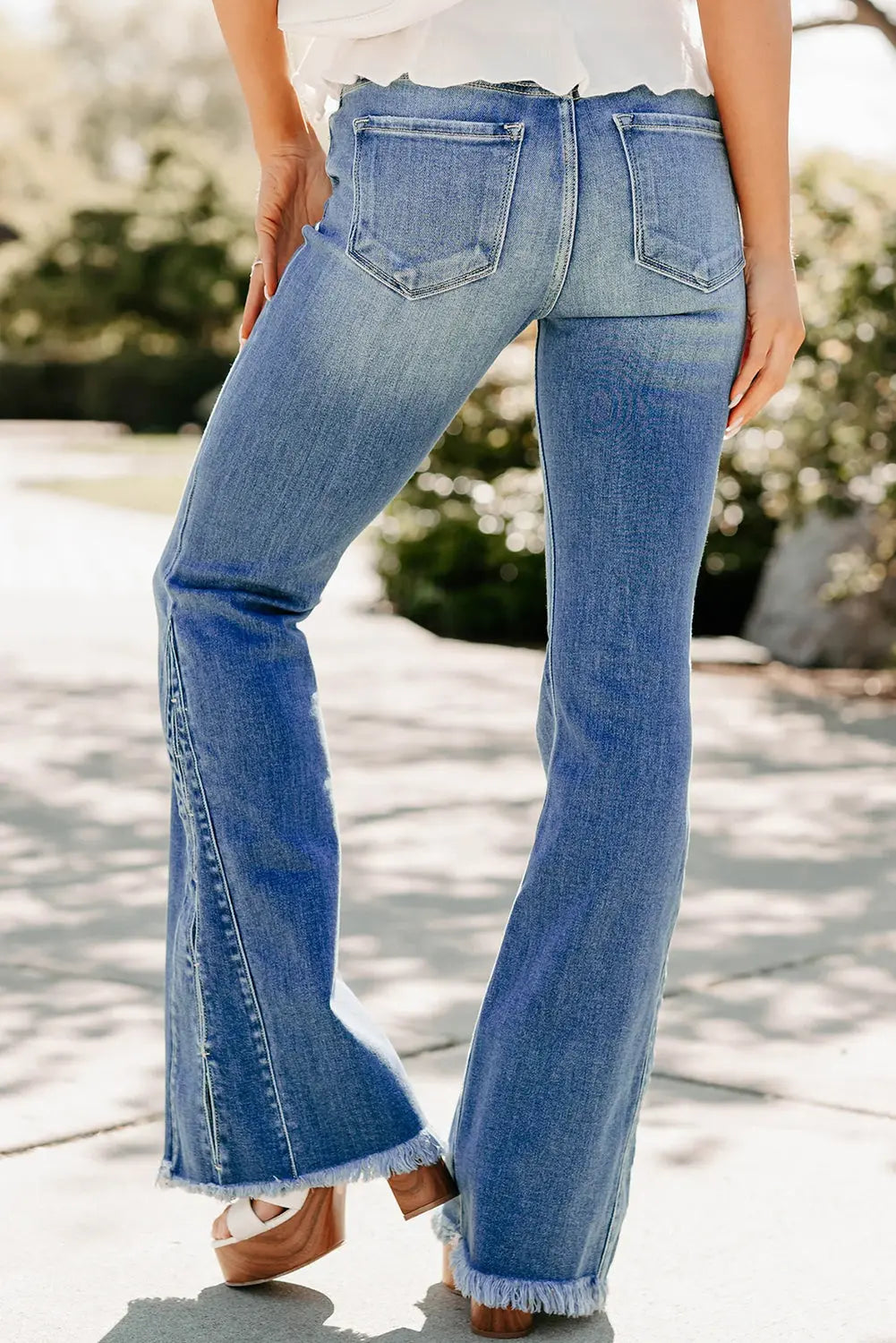 Ashleigh Blue Cut out Side Frayed Hemline Flare Jeans Dear-Lover Dropshipping