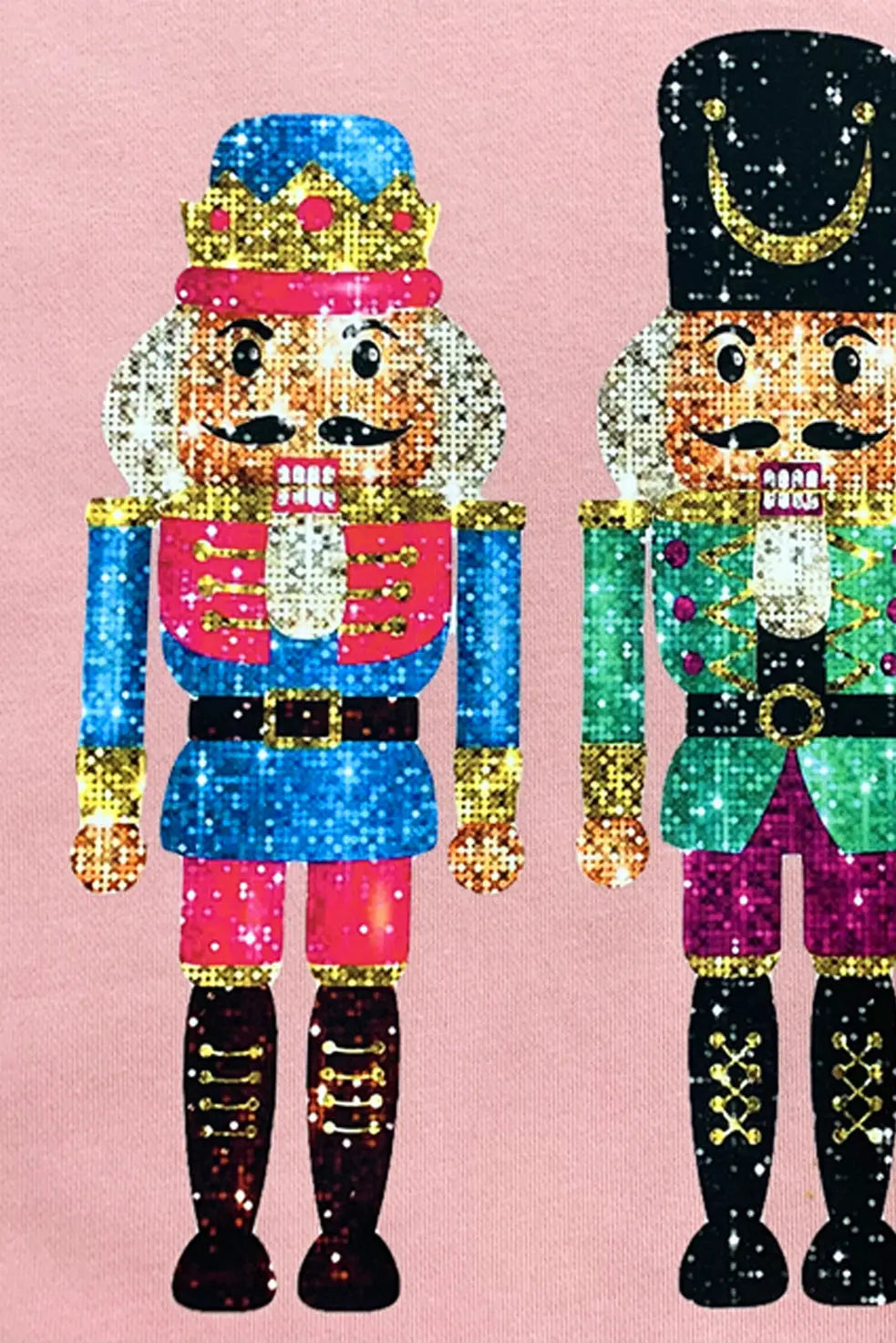 Pink Cute Nutcracker Printed Drop Shoulder Christmas Sweatshirt Dear-Lover Dropshipping