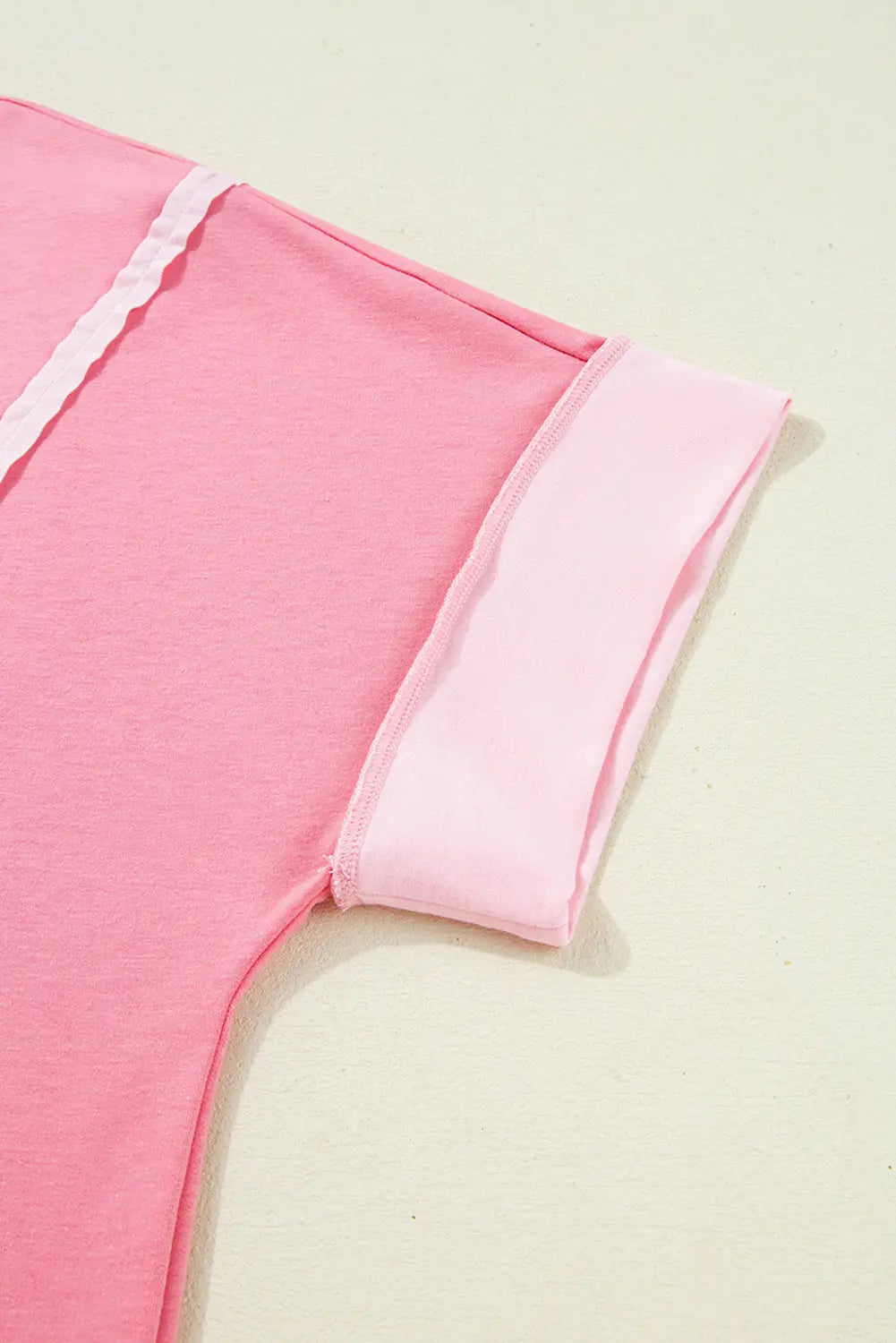 Peach Blossom Two Tones Patchwork Half Sleeve Plus Size T Shirt Dear-Lover Dropshipping