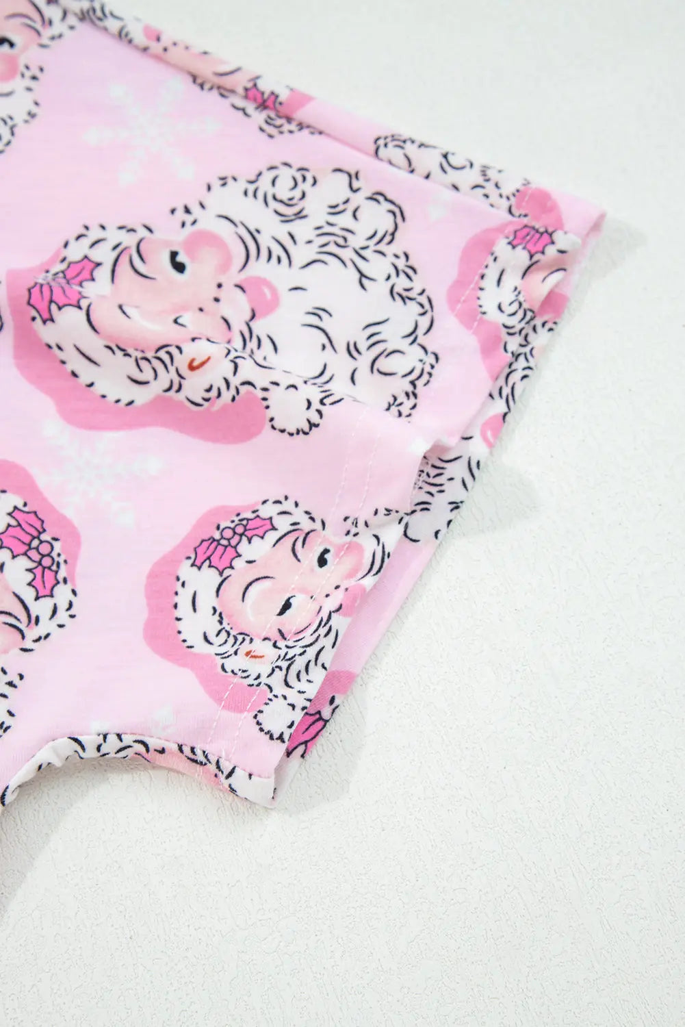 Pink Santa Claus Print V Neck Tee Drawstring Pants 2pcs Lounge Set Dear-Lover Dropshipping