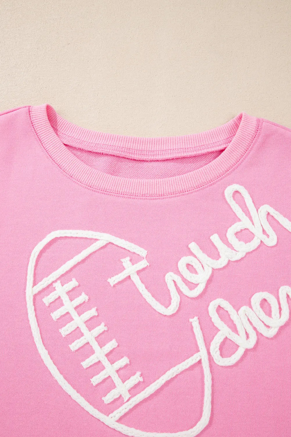 Pink Touch Down Rugby Football Embroidered Plus Size Sweatshirt Dear-Lover Dropshipping