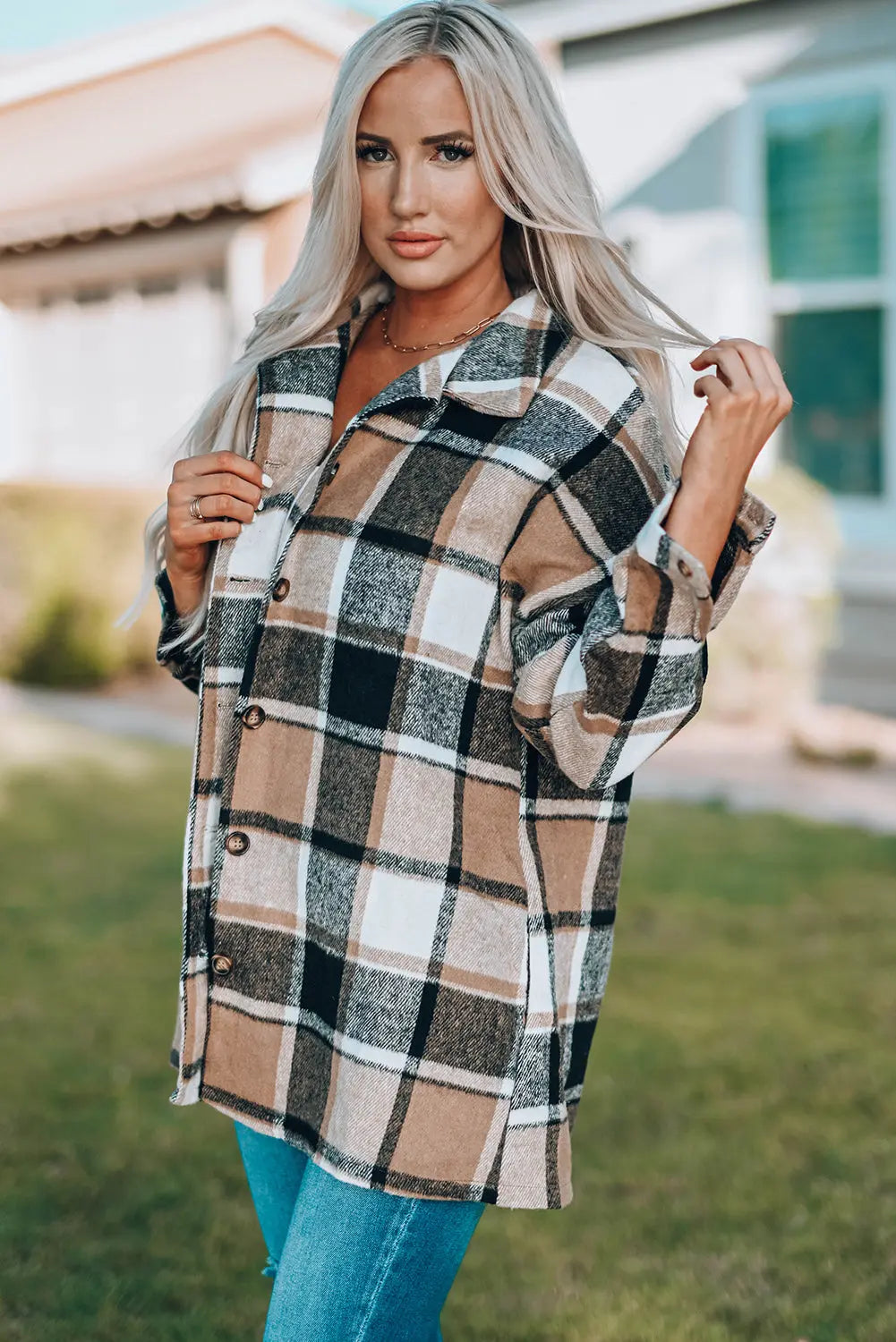Plaid Print Buttoned Shirt Jacket Dear-Lover Dropshipping