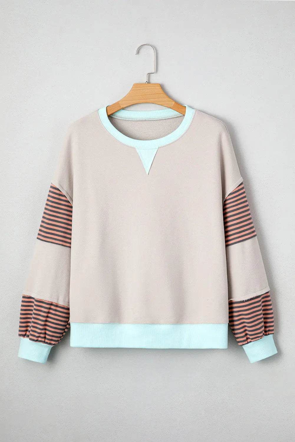 Jet Stream Striped Colorblock Patchwork Drop Shoulder Sweatshirt Dear-Lover Dropshipping