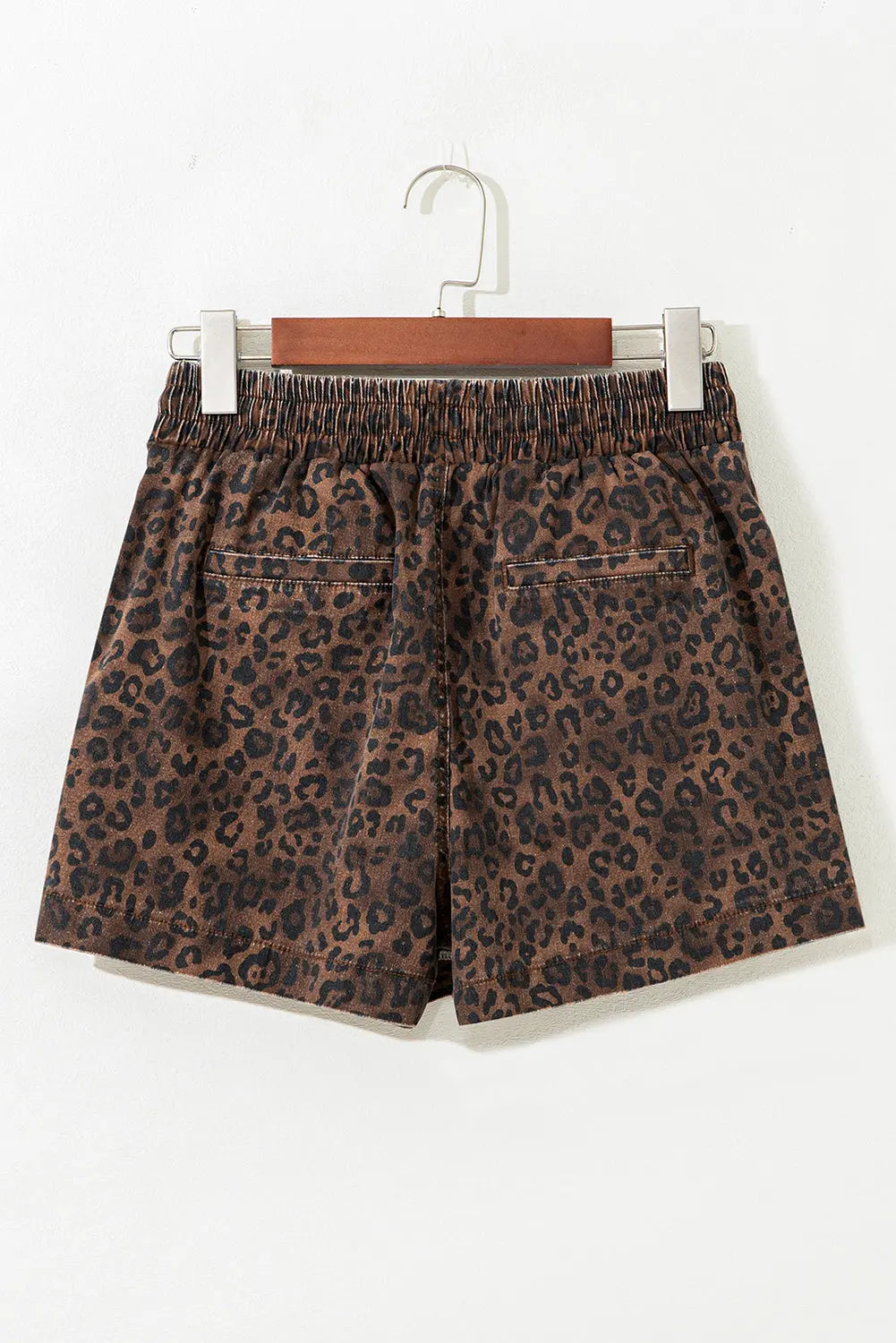 Brown Leopard Print Elastic Waistband Drawstring Denim Skort Dear-Lover Dropshipping