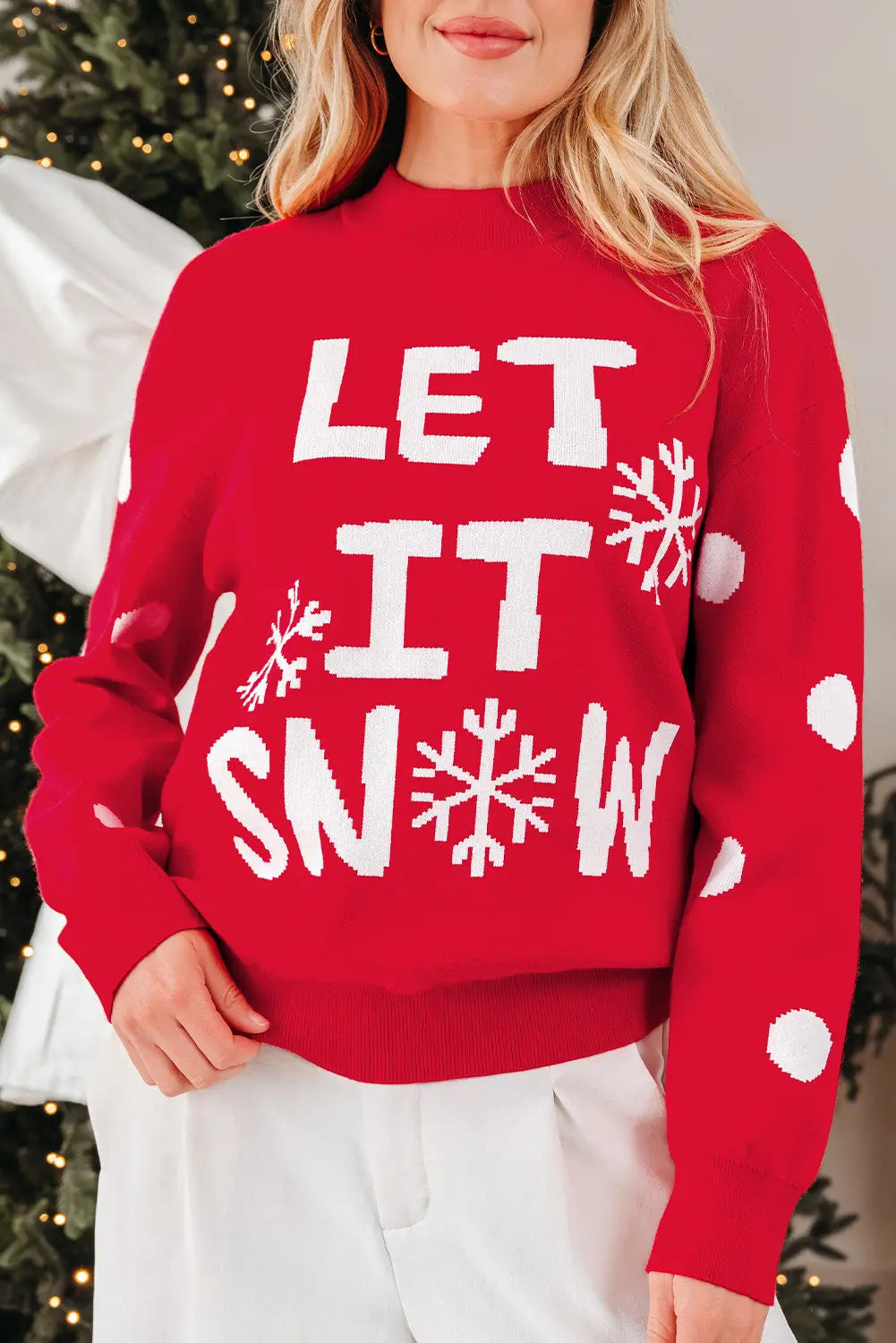 Red Dahlia LET IT SNOW Graphic Christmas Holiday Loose Sweater Dear-Lover Dropshipping