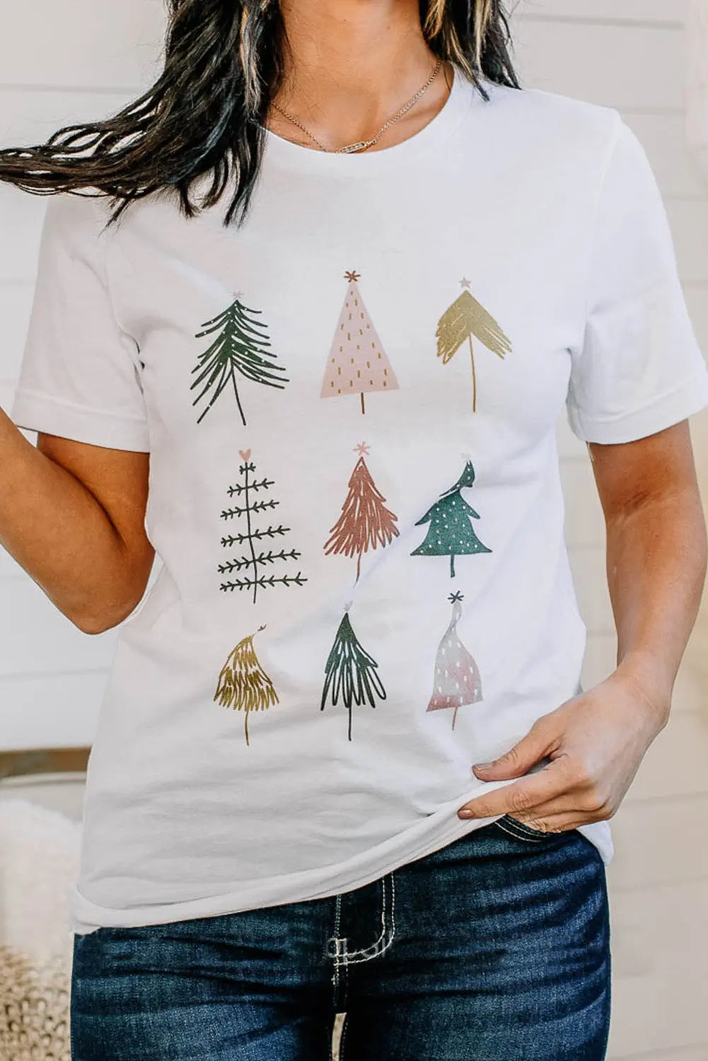 White Christmas Tree Graphic Tee Dear-Lover Dropshipping