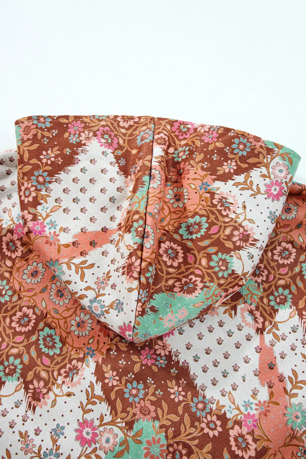 Khaki Vintage Floral Printed Sherpa Lined Hooded Jacket Dear-Lover Dropshipping