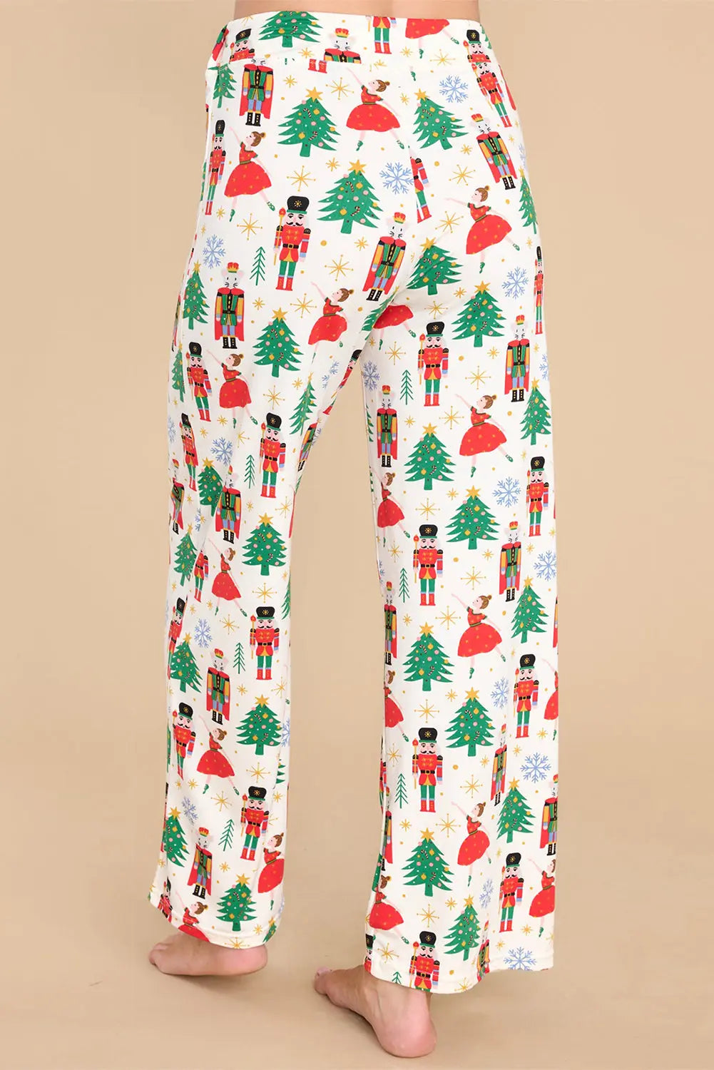 White Printed Christmas Pattern Buttoned Two Piece Sleepwear Dear-Lover Dropshipping