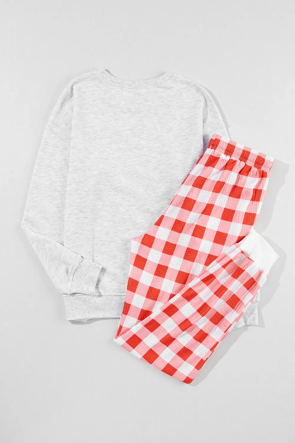 Multicolor Christmas Claus Graphic Top Plaid Pants Lounge Set Dear-Lover Dropshipping