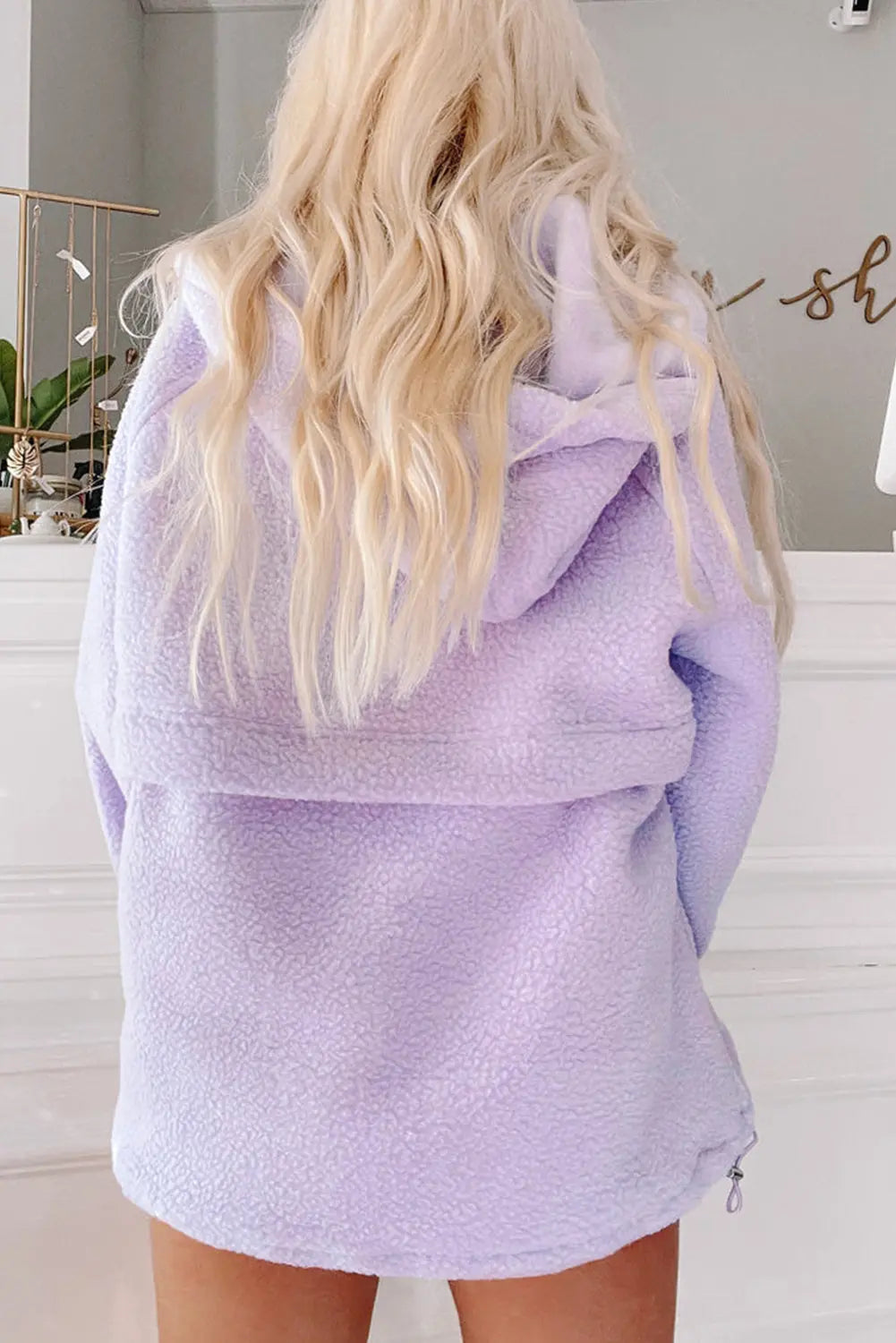 Lavendula Zipped Patch Pocket Fuzzy Drawstring Hoodie Dear-Lover Dropshipping
