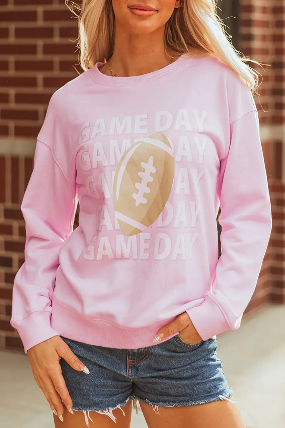 Pink GAME DAY Football Rugby Print Casual Sweatshirt Dear-Lover Dropshipping
