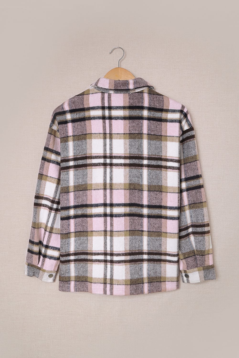 Pink Geometric Plaid Print Pocketed Shacket Dear-Lover Dropshipping