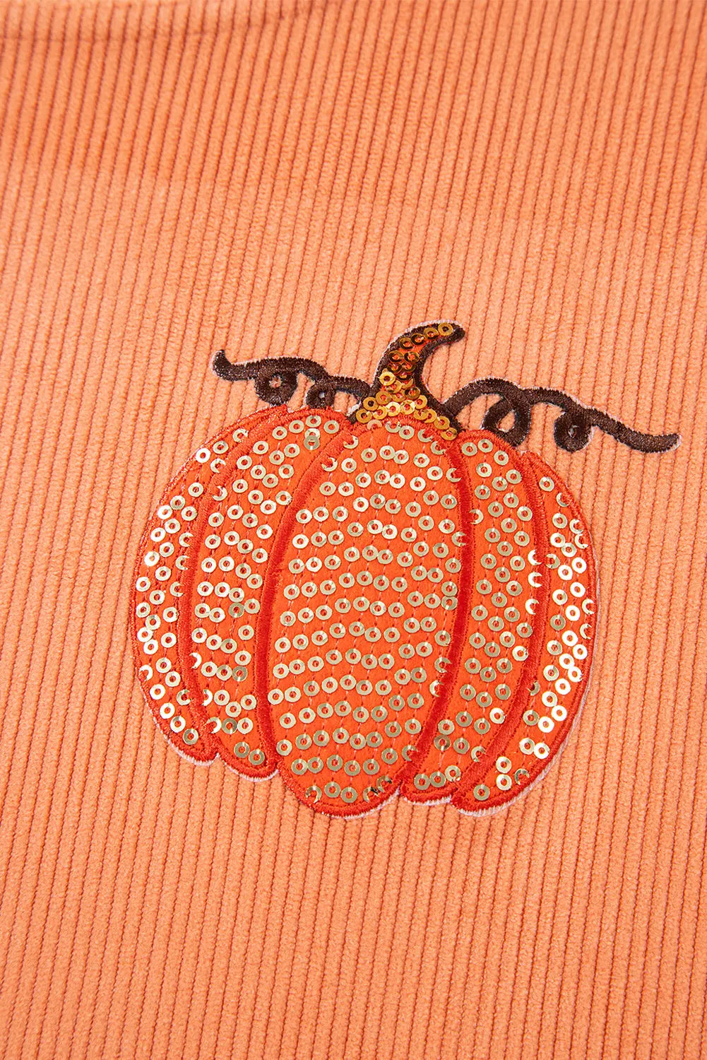 Orange Sequin Pumpkin Patched Twisted Rib Baggy Sweatshirt Dear-Lover Dropshipping