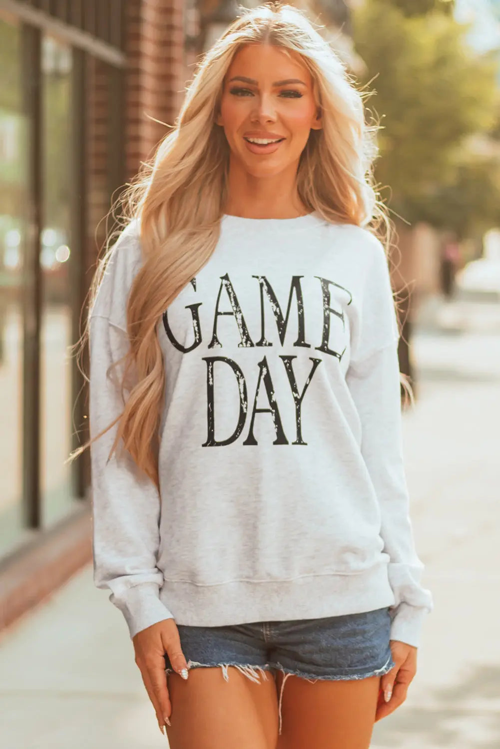 Black Vintage Washed GAME DAY Graphic Baggy Sweatshirt Dear-Lover Dropshipping