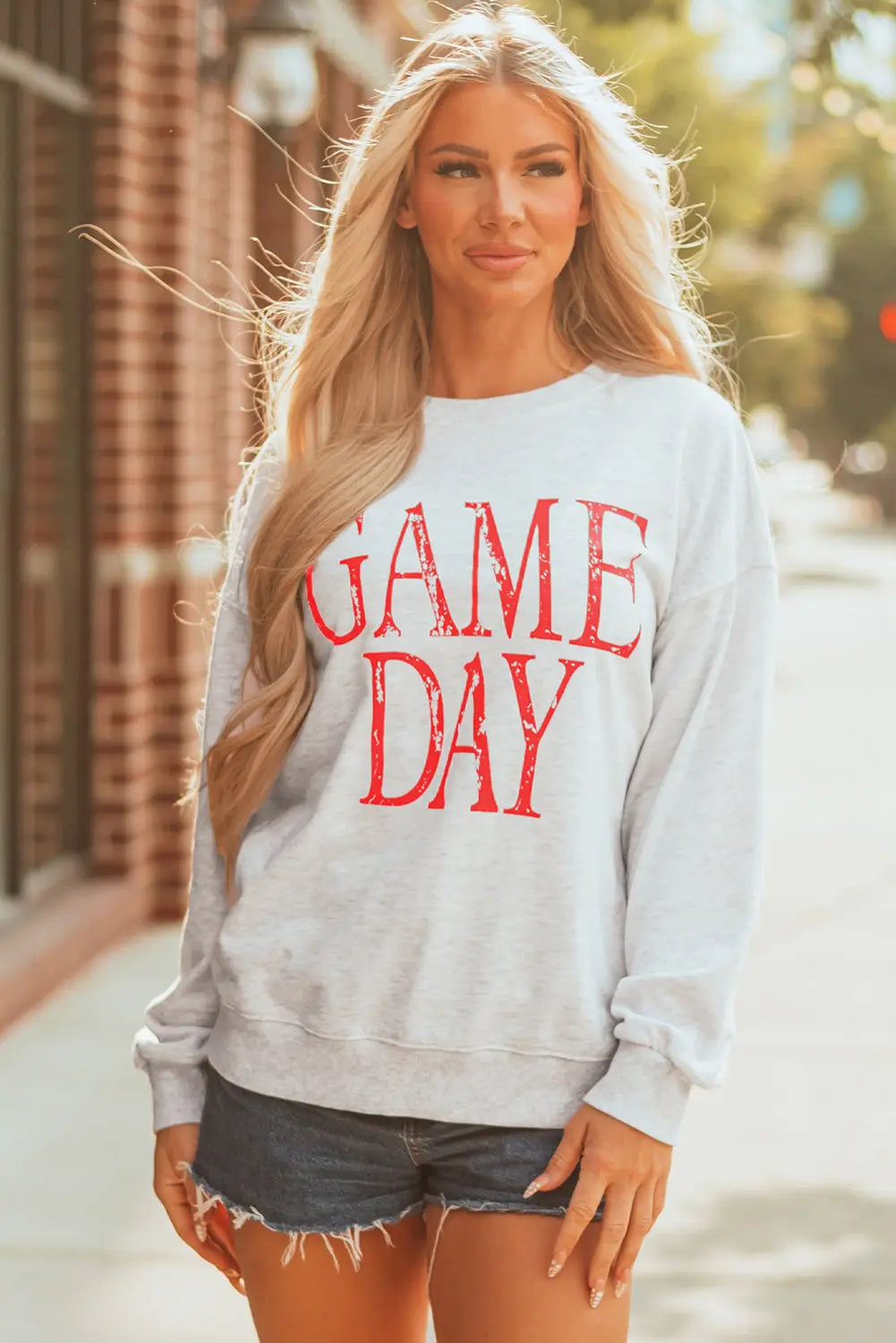 Red Vintage Washed GAME DAY Graphic Baggy Sweatshirt Dear-Lover Dropshipping