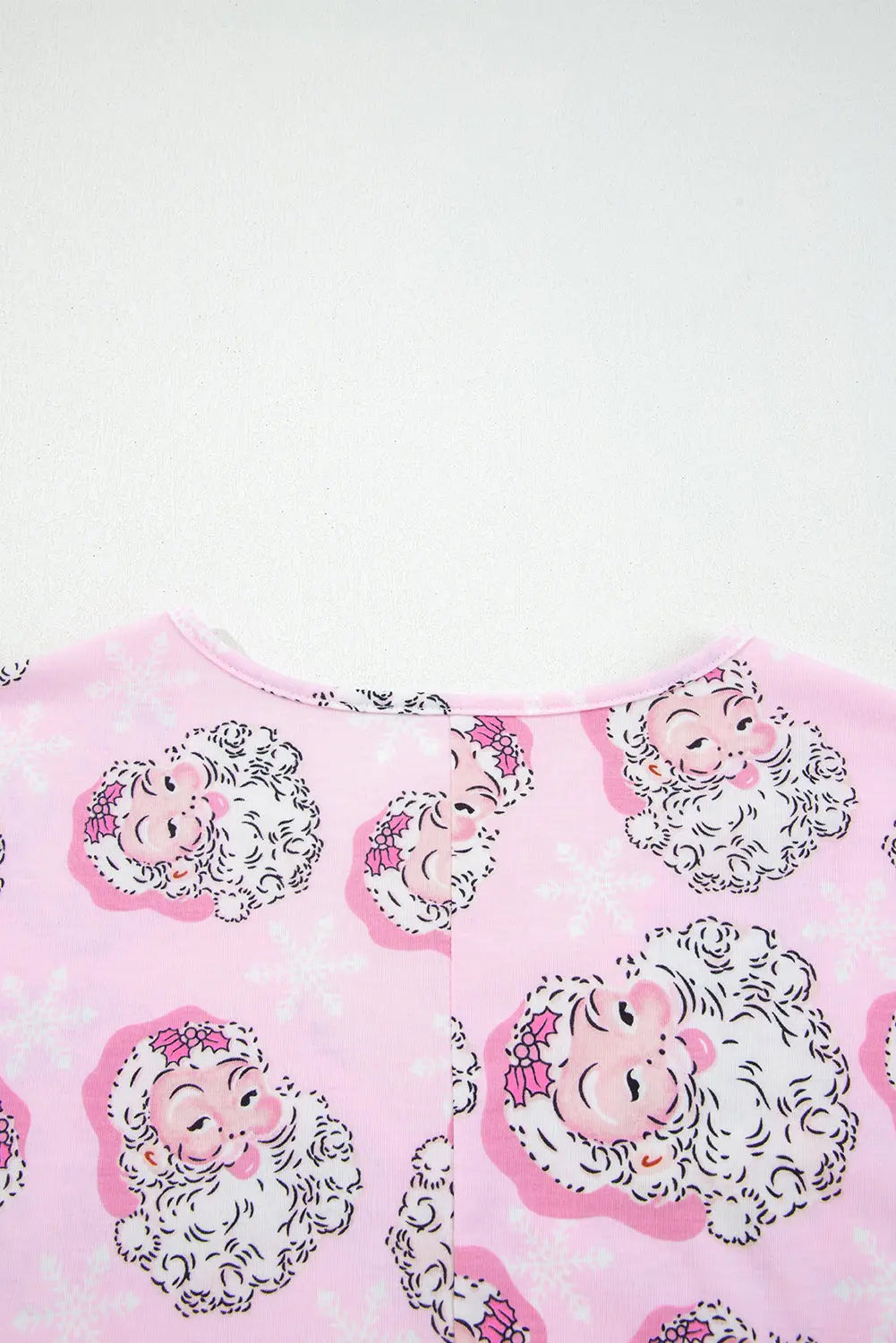 Pink Santa Claus Print V Neck Tee Drawstring Pants 2pcs Lounge Set Dear-Lover Dropshipping