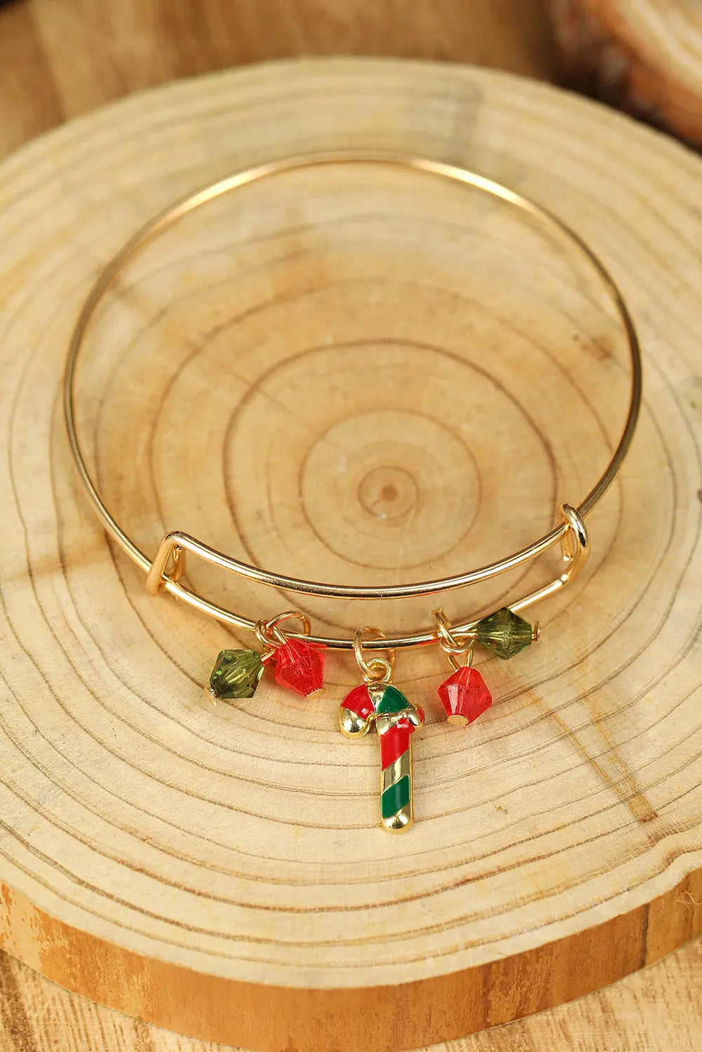 Gold Christmas Candy Cane Beading Pendant Bracelet Dear-Lover Dropshipping