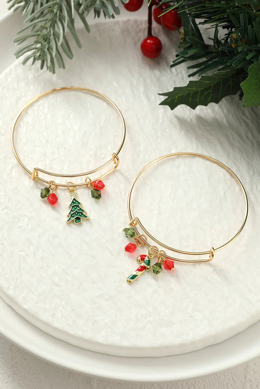 Gold Christmas Candy Cane Beading Pendant Bracelet Dear-Lover Dropshipping